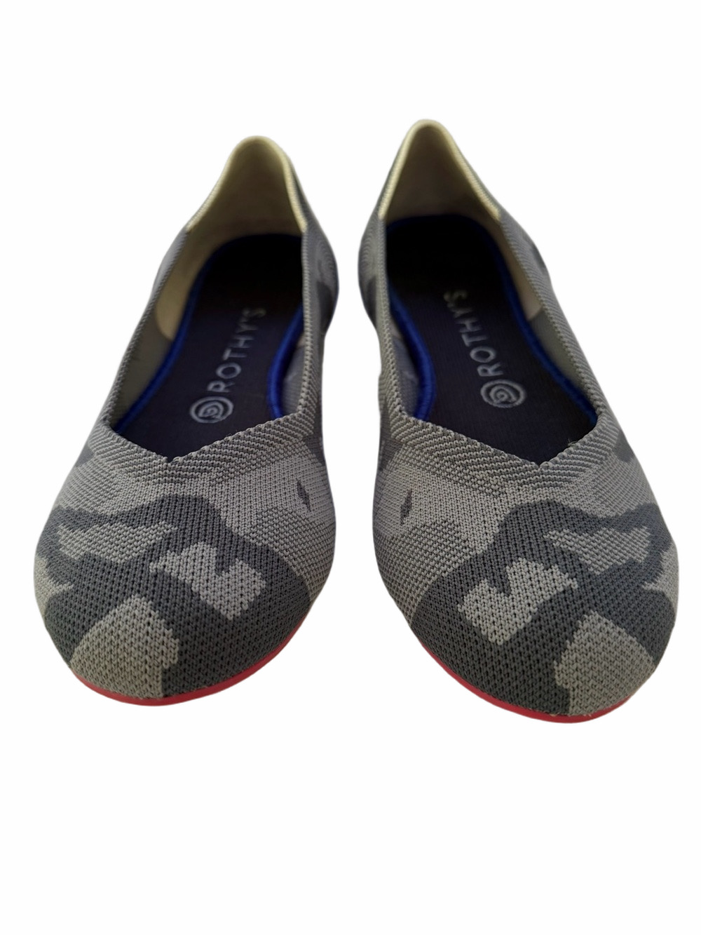 Rothy’s Grey Camo Ballet Flat Retired Pattern Size 9.5 White Halo Red Soles EUC - Picture 3 of 14